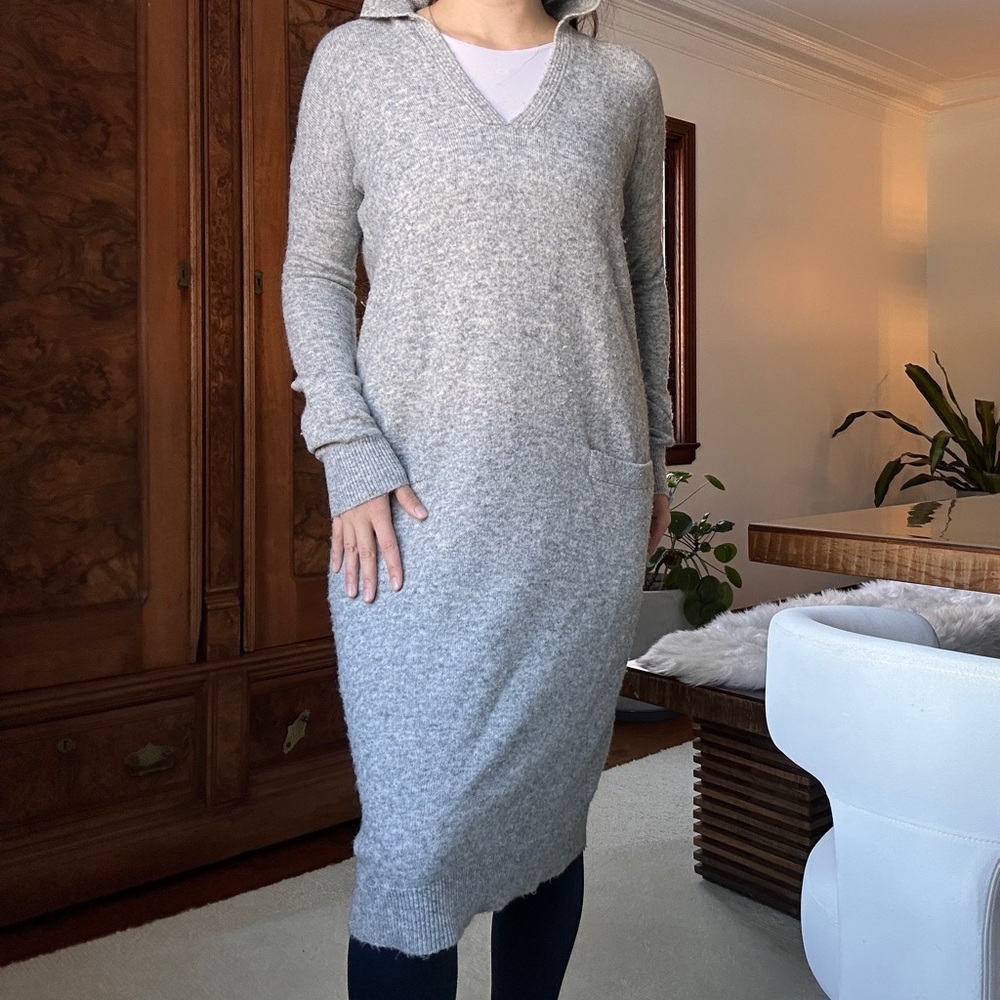 Cozy Gray Knit Sweater Dress